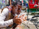 Excess heat people washing face high temperature